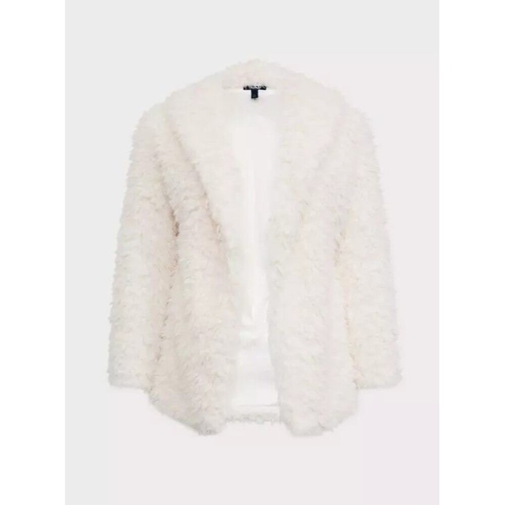 Torrid Sherpa Drape Front Jacket Cream White Fluffy Cozy Neutral Size 4 4x NWT
